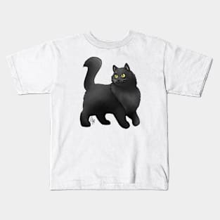 Cat - Turkish Angora - Black Kids T-Shirt